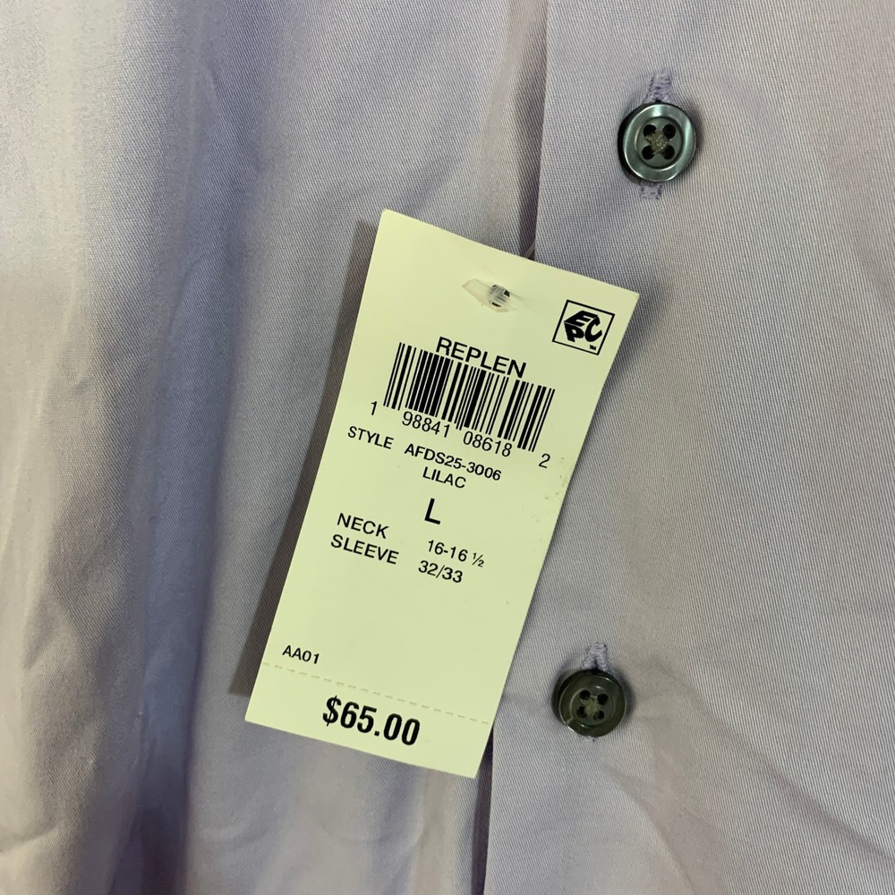 NWT Alfani Slim Fit Dress Shirt Men's Large Lilac Cotton Blend - Picture 7 of 11